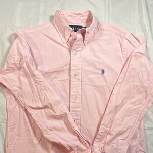 Ralph Lauren Classic Fit Men's Pink Button-Up Cotton Shirt Long Sleeve S